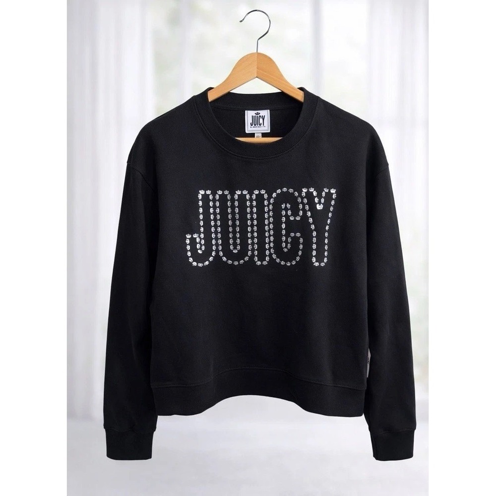New Juicy By Juicy Couture Embellished Blackโ Silver Pullover Sweatshirt Size 1x